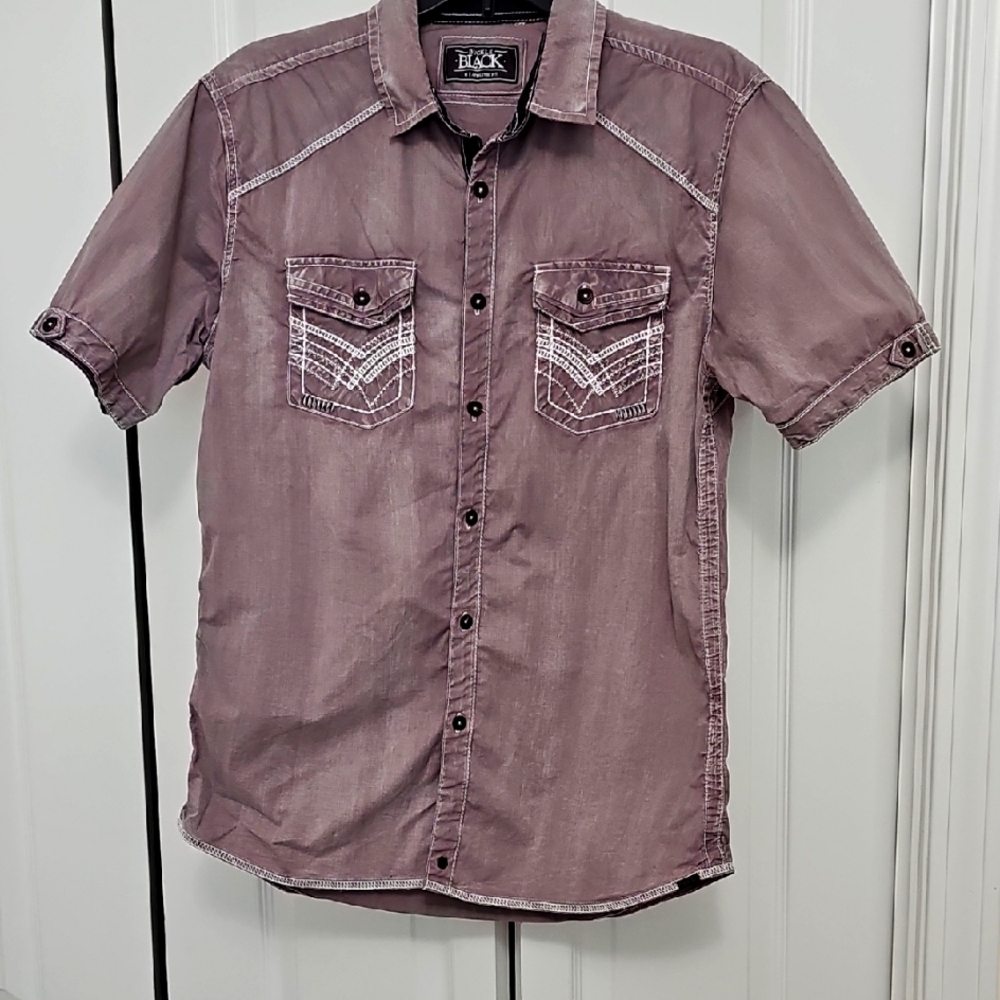 Men's BUCKLE Purple Short Sleeve Shirt